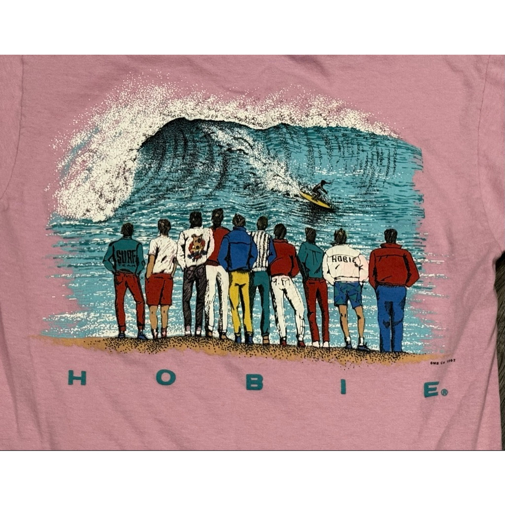 Vtg 1987 Hobie Surf Women’s Pink Made in USA Surfing Graphic Tee Sz L - Picture 7 of 9